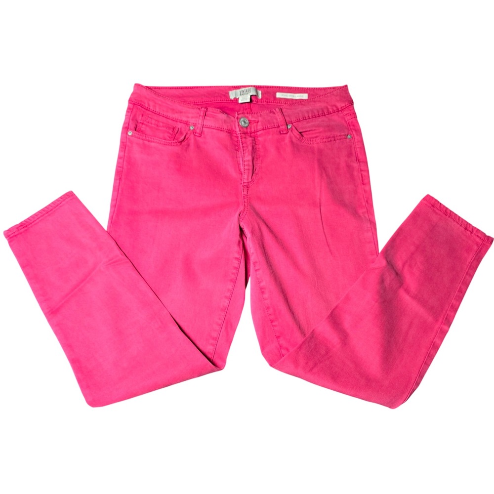 Vintage America Blues Boho Skinny Ankle Women's Hot Pink Denim Jeans 8R/29